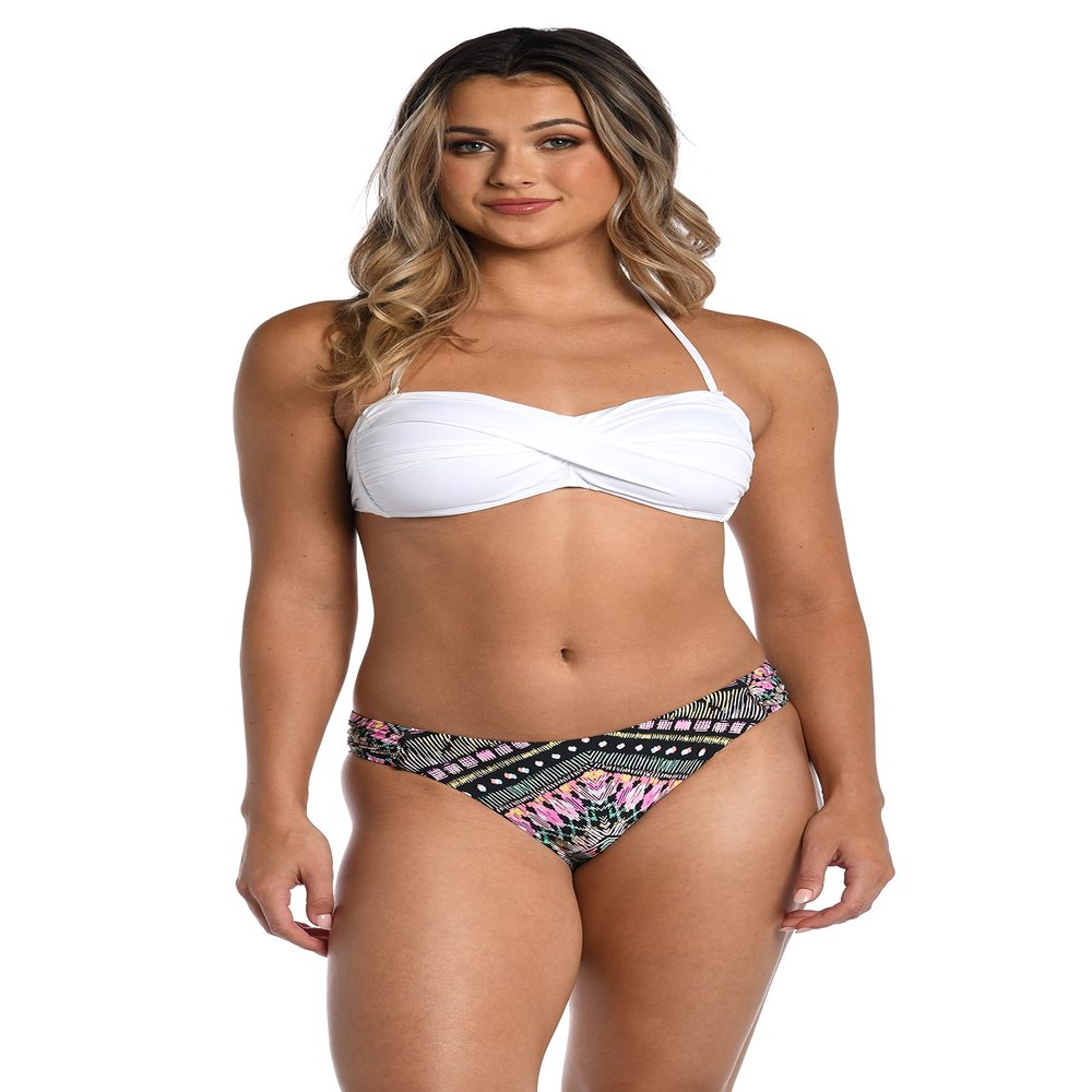 AMAVI womens Twist Bandeau Swimsuit Bikini Top, White, Large US