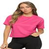 KNIT RIOT Womens Crop Top  Short Sleeve Soft Boxy Crewneck Casual Active Workout Yoga Running Cropped Tee T Shirts KR271 Fuschia S view 1