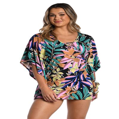 AMAVI womens Neck Tunic Swimsuit Swimwear Cover Up, Multi, Large US