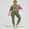 ODODOS Women's Cross Waist 7/8 Yoga Leggings with Inner Pocket, Inseam 25" Gathered Crossover Workout Yoga Pants, Dark Olive, Large view 4