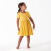 Gerber Baby Girls Toddler Buttery-Soft Short Sleeve Twirl with Viscose Made Eucalyptus Playwear Dress, Honey, 12 Months US view 4