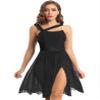 Yihuimin Women's Lyrical Dance Dress Cutout Split Tulle Skirt Leotard Modern Contemporary Dancewear Black Medium view 1