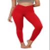 ODODOS Women's Cross Waist Full Length Yoga Leggings with Inner Pocket, Inseam 28" Gathered Crossover Workout Yoga Pants, Red, Large view 1