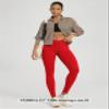 ODODOS Women's Cross Waist Full Length Yoga Leggings with Inner Pocket, Inseam 28" Gathered Crossover Workout Yoga Pants, Red, Large view 4