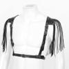 ACSUSS Mens Adjustable PU Leather Body Chest Harness Bandage Belt with Shoulder Tassel Clubwear Black One Size view 3