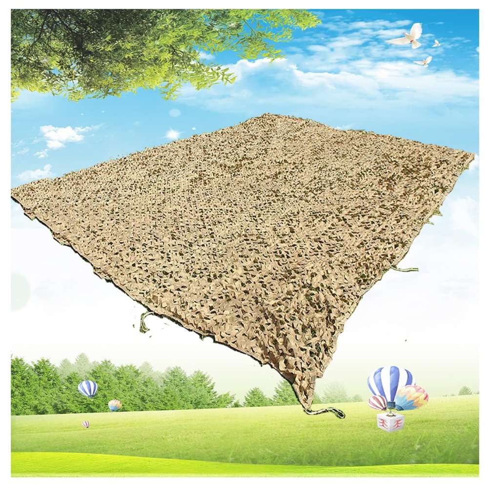Beige Camouflage Netting, Large Military Shade Net, Reinforced Sunscreen Net, for Car Cover, Camping, Military Decoration, Hunting, Garden Gazebo(Size:3x5m(9.8x16.4ft))
