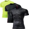 ATHLIO Men's Cool Dry Short Sleeve Compression Shirts, Sports Baselayer T-Shirts Tops, Athletic Workout Shirt, 3pack Tops Utility Camo Black/Black/Neon, X-Large