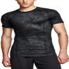 ATHLIO Men's Cool Dry Short Sleeve Compression Shirts, Sports Baselayer T-Shirts Tops, Athletic Workout Shirt, 3pack Tops Utility Camo Black/Black/Neon, X-Large view 2