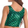 renvena Womens Fish Scale Shiny Crop Top Sexy Sleeveless U Neck Pole Dance Club Tank Tops Streetwear Green One Size view 2