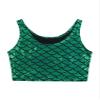 renvena Womens Fish Scale Shiny Crop Top Sexy Sleeveless U Neck Pole Dance Club Tank Tops Streetwear Green One Size view 3