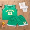 Hansber Kids Boys Girls Sports Jersey Tracksuit Basketball Performance Tank Top and Mesh Shorts Set Green 7-8 view 3