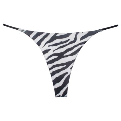 Agoky Women's Cheeky Thong Brazilian Low Rise T-Back Thongs Bikini Bottoms Underwear Zebra-Stripe X-Large