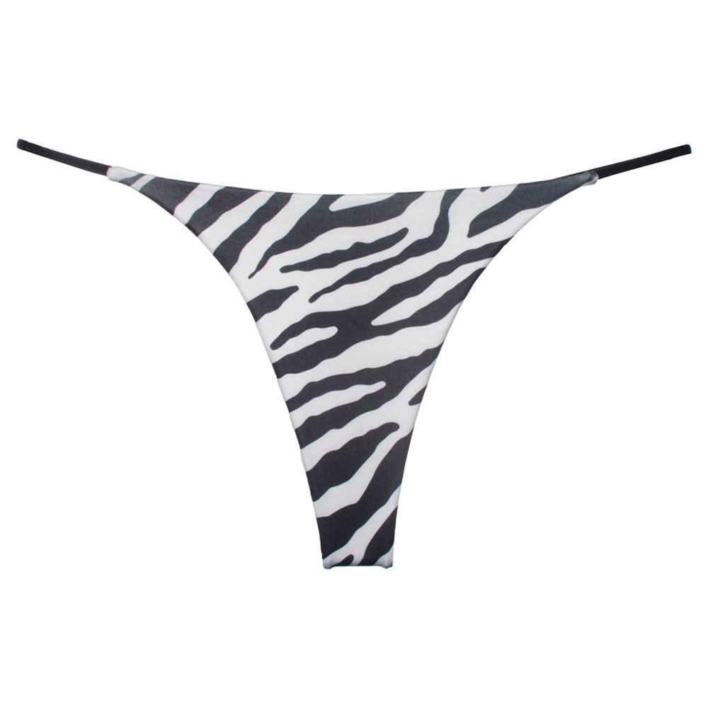 Agoky Women's Cheeky Thong Brazilian Low Rise T-Back Thongs Bikini Bottoms Underwear Zebra-Stripe X-Large
