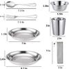 Stainless Steel Bowl Set Kit Polished Stainless Steel Dishes Set| Tableware| Dinnerware| Camping| Buffet| Includes - Cups | Plates| Bowls| Cutlery| Comes in Bags view 2