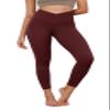 ODODOS Women's Cross Waist 7/8 Yoga Leggings with Inner Pocket, Inseam 25" Gathered Crossover Workout Yoga Pants, Burgundy, Small view 1