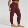 ODODOS Women's Cross Waist 7/8 Yoga Leggings with Inner Pocket, Inseam 25" Gathered Crossover Workout Yoga Pants, Burgundy, Small view 2