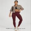 ODODOS Women's Cross Waist 7/8 Yoga Leggings with Inner Pocket, Inseam 25" Gathered Crossover Workout Yoga Pants, Burgundy, Small view 4