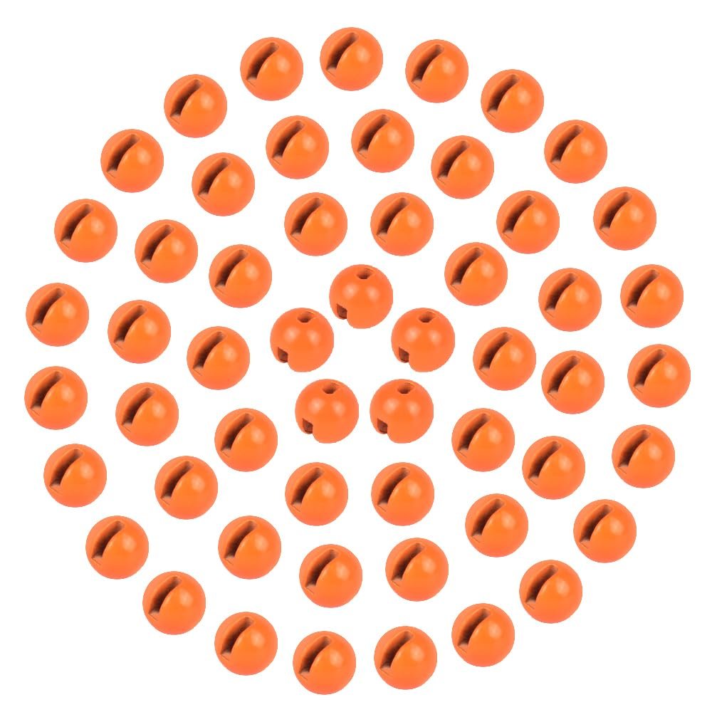 MUUNN 150pcs Tungsten Slotted Beads for Fly Tying, Sink Deeper and Faster 12 Colors/13 Sizes Slotted Tungsten Beads Fly Tying Beads Head Fly Tying Materials(Fluo Orange,3.8mm)