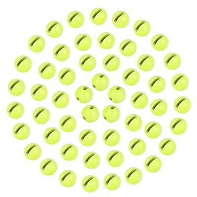 MUUNN 150pcs Tungsten Slotted Beads for Fly Tying, Sink Deeper and Faster 12 Colors/13 Sizes Slotted Tungsten Beads Fly Tying Beads Head Fly Tying Materials(Fluo Yellow,3.5mm)