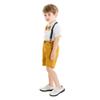 Summer Toddler Baptism Outfits for Boys Baby Wedding Outfit Dress Clothes Easter Christening Shirt Bowtie Suspenders Shorts 1st Birthday Infant Kids Formal Gentleman Suits Yellow 6-12 Months view 2