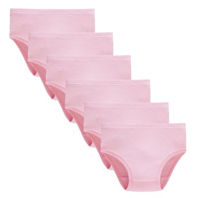 Cadidi Dinos 100% Cotton Little Girls Pink Underwear Kids Breathable Comfort Briefs Children Panties(Pack of 6) 18-24Months