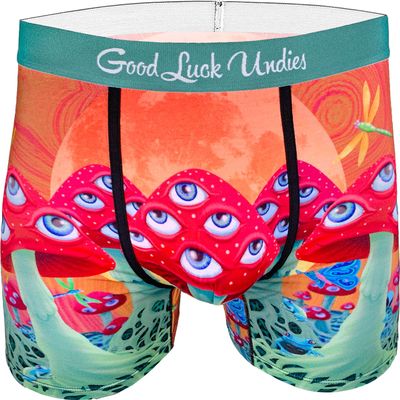 Good Luck Undies Men's Magic Mushrooms Boxer Brief Underwear, Large