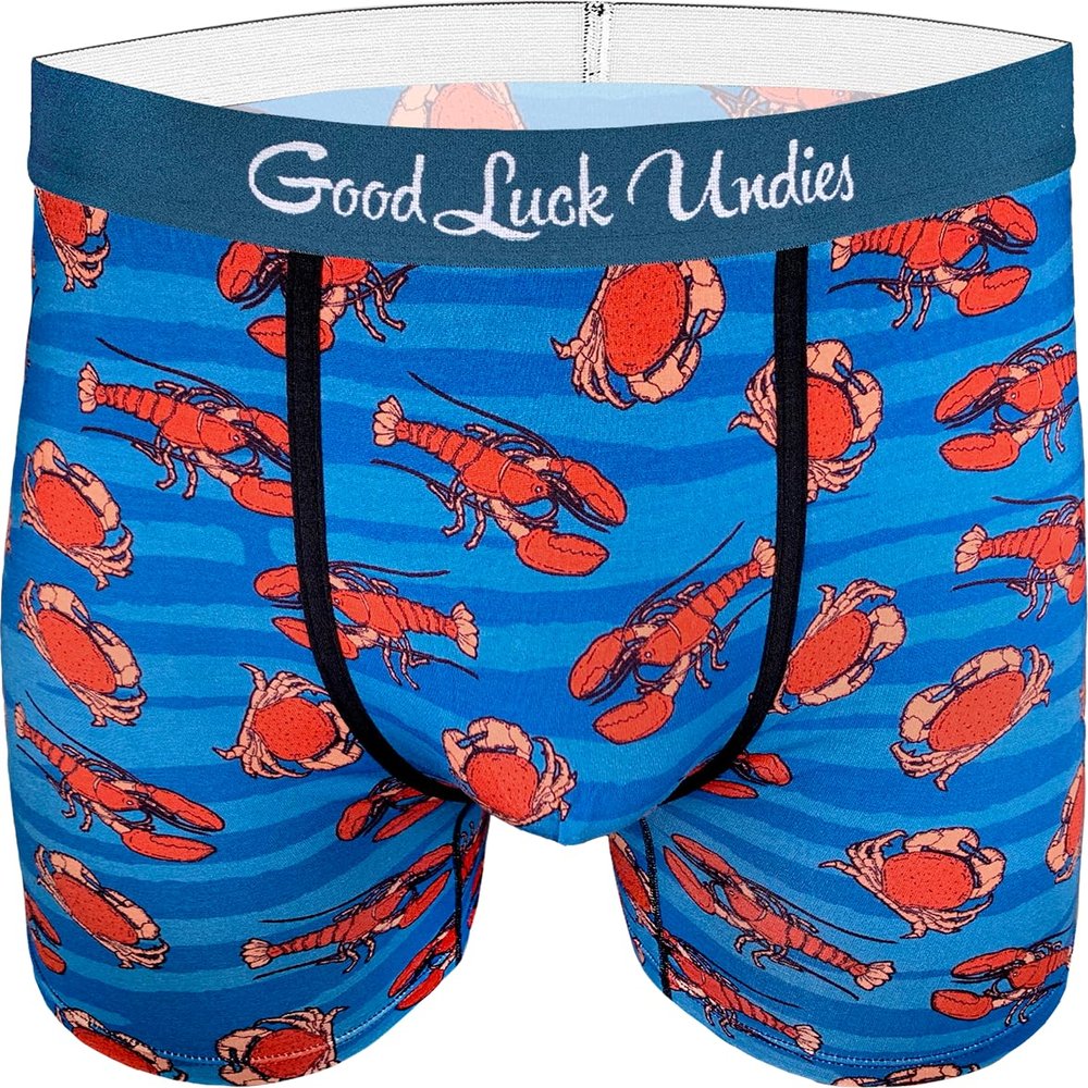 Good Luck Undies Men's Crabs & Lobsters Boxer Brief Underwear, XX Large