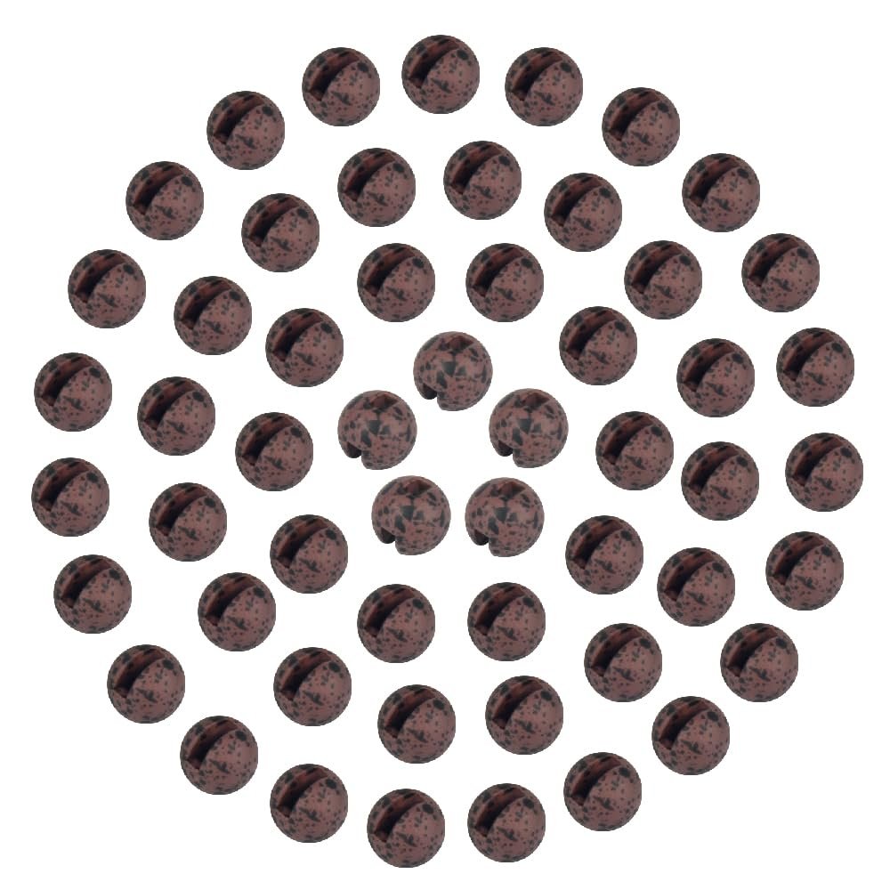 MUUNN 150pcs Tungsten Slotted Beads for Fly Tying, Sink Deeper and Faster 12 Colors/13 Sizes Slotted Tungsten Beads Fly Tying Beads Head Fly Tying Materials(Mottled Brown,3.3mm)