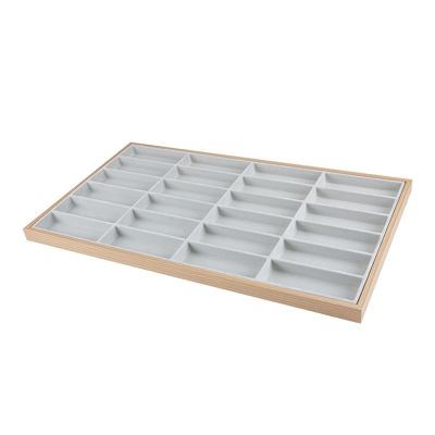 UNNS 24 Grid Velvet Glasses Display Cabinet Sunglasses Display Tray Glasses Storage Rack Glasses Storage Box (Color : Inner ash)
