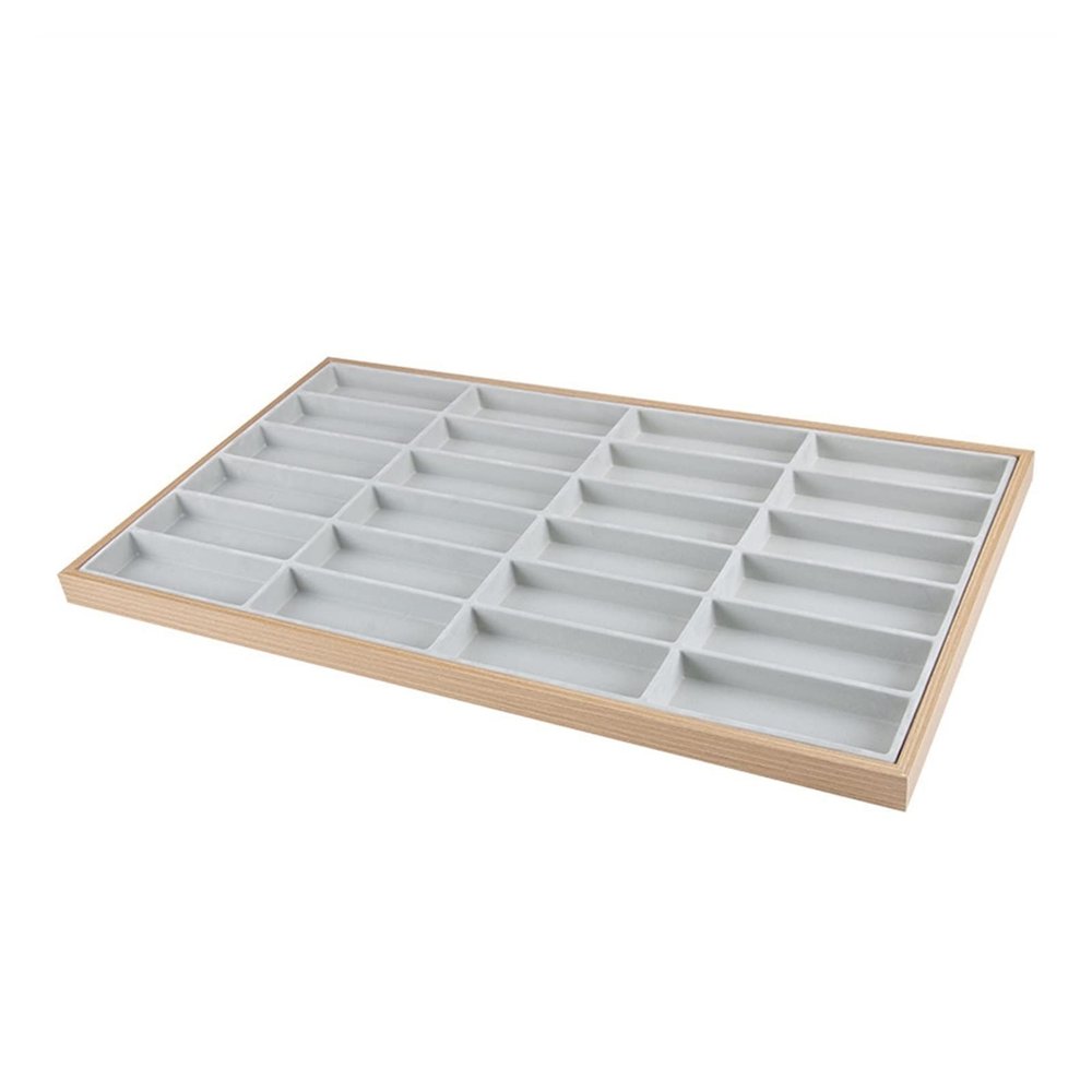 UNNS 24 Grid Velvet Glasses Display Cabinet Sunglasses Display Tray Glasses Storage Rack Glasses Storage Box (Color : Inner ash)