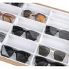 UNNS 24 Grid Velvet Glasses Display Cabinet Sunglasses Display Tray Glasses Storage Rack Glasses Storage Box (Color : Inner ash) view 3