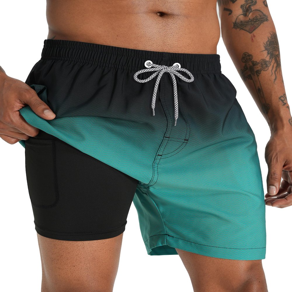 APTRO Men's Swim Trunks with Compression Liner 5 Inch Bathing Suit Beach Swimsuits #C183 L