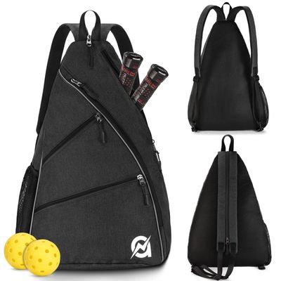 A11N SPORTS Pickleball Bag, Reversible Crossbody Sling Bag/Backpack for Women Men, Black