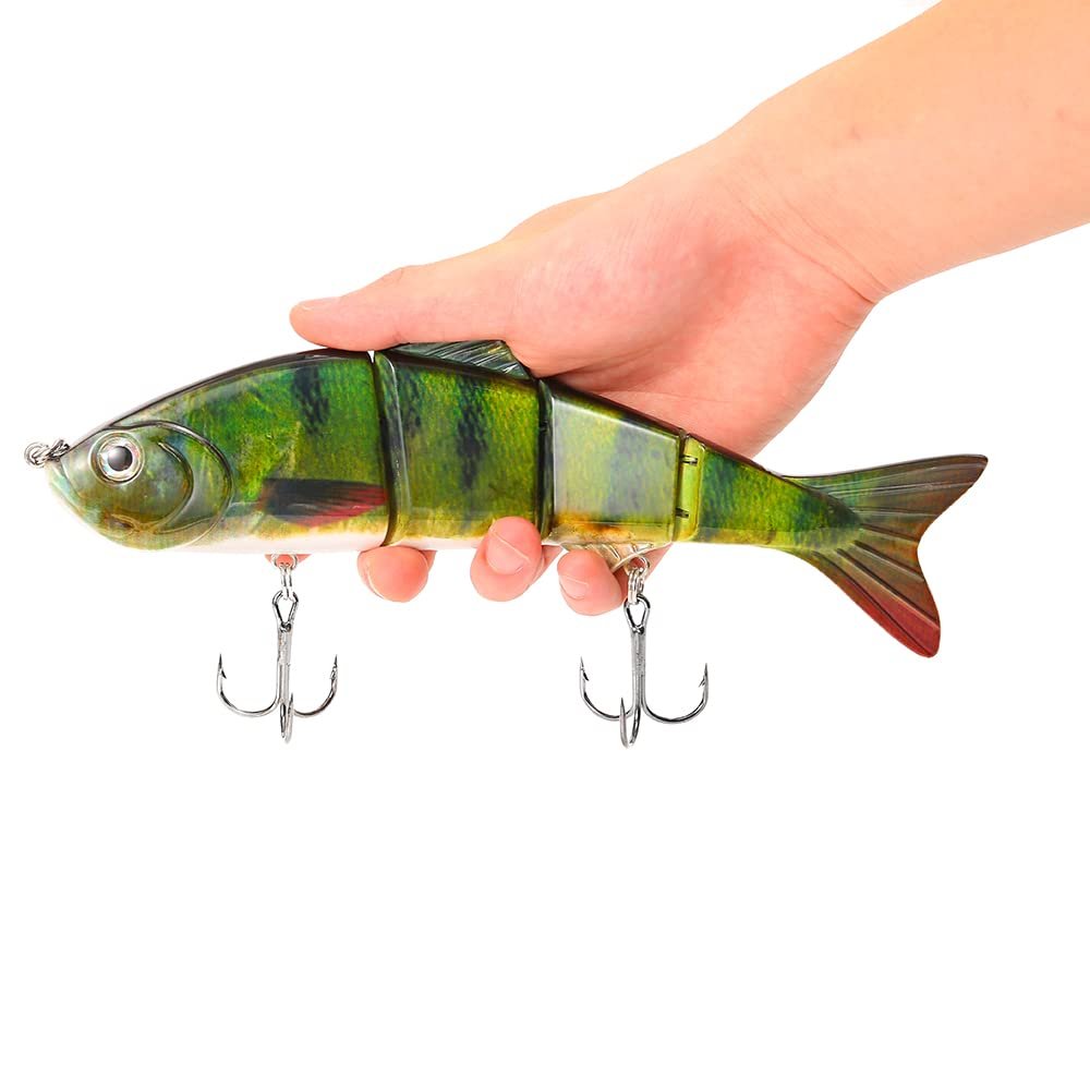 SENYUBBY 10in Multi Jointed Swimbait Fishing Lures Bait,4 Segment Big Giant Sinking Fishing Bass Lures,Crankbaits Swimbaits with Treble Hook