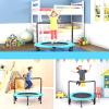Foldable Mini Fitness Trampoline, Load-Bearing Up to 50kg, with Suction Cup Feet, Adjustable Handles and Cushion Covers, for Indoor/Outdoor Kids Trampoline,36in,Blue view 2