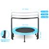 Foldable Mini Fitness Trampoline, Load-Bearing Up to 50kg, with Suction Cup Feet, Adjustable Handles and Cushion Covers, for Indoor/Outdoor Kids Trampoline,36in,Blue view 3