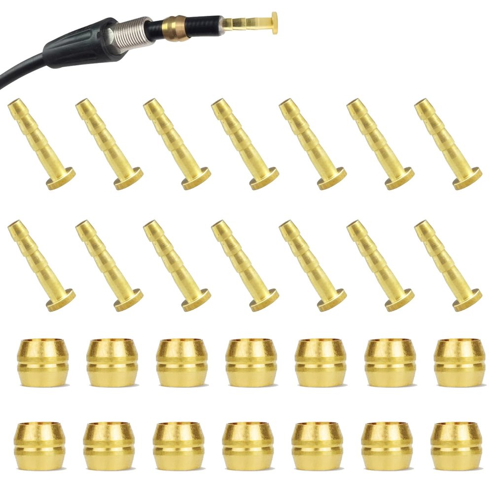 14 PCS BH59 Brake Olive and Barb - Brake brass olive and Connecting Insert kit for Shimano Mountain Bike Bicycle BH59 Avid Sram Bike Hydraulic Disc Brake Hose BH59/BH90