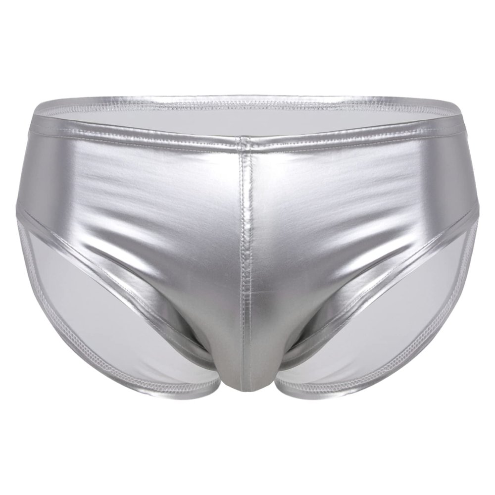 Agoky Men's Stretch Underwear Support Briefs with Drawstring Swim Bikini Hip Briefs Type B Silver 4X-Large