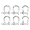 SHONAN 1/4" Small Bow Shackles, Marine Grade D Ring Shackle, 6 Pcs Stainless Steel Shackles Screw Shackles for Chain or Strap, 480 Lbs Capacity view 1