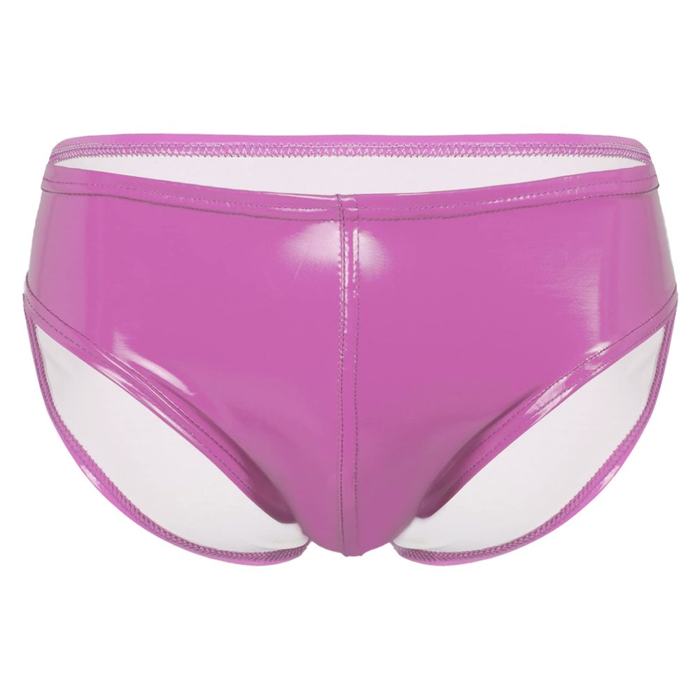 Agoky Men's Stretch Underwear Support Briefs with Drawstring Swim Bikini Hip Briefs Type B Hot Pink Large