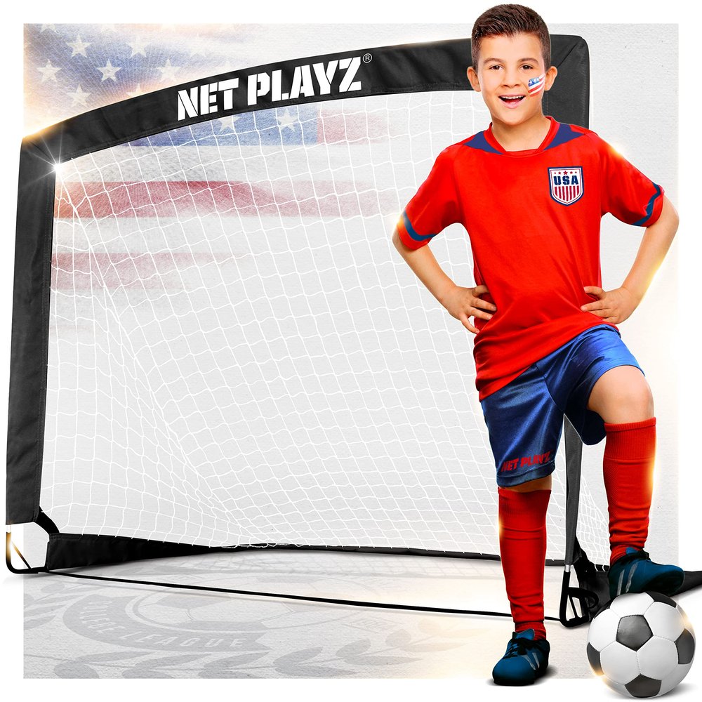 TGU Soccer Net, Kids Pop-up Soccer Goals for Backyard Football Practice & Training, Portable 4 x 3ft, Black (NOS27440B01)
