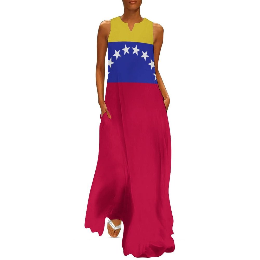 Summer Dresses for Women 2022 Venezuela Flag Print Casual Loose Beach Dresses 2XL