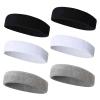 TOPTIE 6 Pieces Sweat Headbands Sport Cotton Terry Cloth Headbands-Black&White&Grey view 1