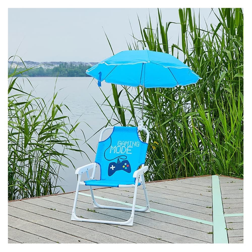 Kids Camping Chair Outdoor Children's Folding Chair, Beach Chair Camping Chair for Kids with Sun Protection Umbrella, Suitable for Parent-Child Travel Park Picnic (Color : Style1)