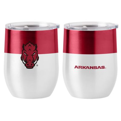 Logo Brands NCAA Arkansas Razorbacks 16oz Colorblock Stainless Curved Beverage Tumbler - Double-Wall Insulation, Non-Slip Silicone Base, Keeps Drinks Hot or Cold