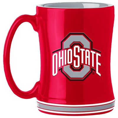 Logo Brands NCAA Ohio State Buckeyes 14oz Ceramic Relief Coffee Mug - Officially Licensed Mug, Sculpted 3D Logo and Team Colors Comfortable Handle and Glossy Finish for College Sports Fans