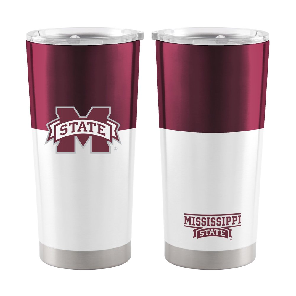 Logo Brands NCAA Mississippi State Bulldogs - 20oz Colorblock Stainless Steel Tumbler, Double-Wall Insulated, Slider Lid