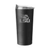 Logo Brands NCAA LSU Tigers 20oz Etch Black Powder Coat Tumbler - Double-Wall Insulated, Non-Slip Base, and High Lip Slider Lid view 1