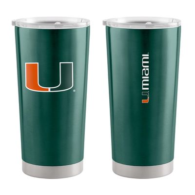 Logo Brands NCAA Miami Hurricanes Game Day 20 oz Stainless Steel Tumbler Vacuum Insulated Double Wall Travel Mug With Slider Lid,Team Color - Keeps Drinks Hot & Cold For Hours