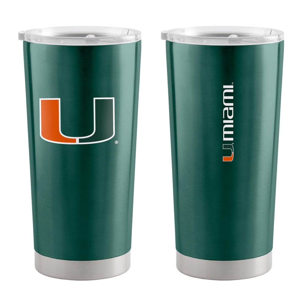 Logo Brands NCAA Miami Hurricanes Game Day 20 oz Stainless Steel Tumbler Vacuum Insulated Double Wall Travel Mug With Slider Lid,Team Color - Keeps Drinks Hot & Cold For Hours